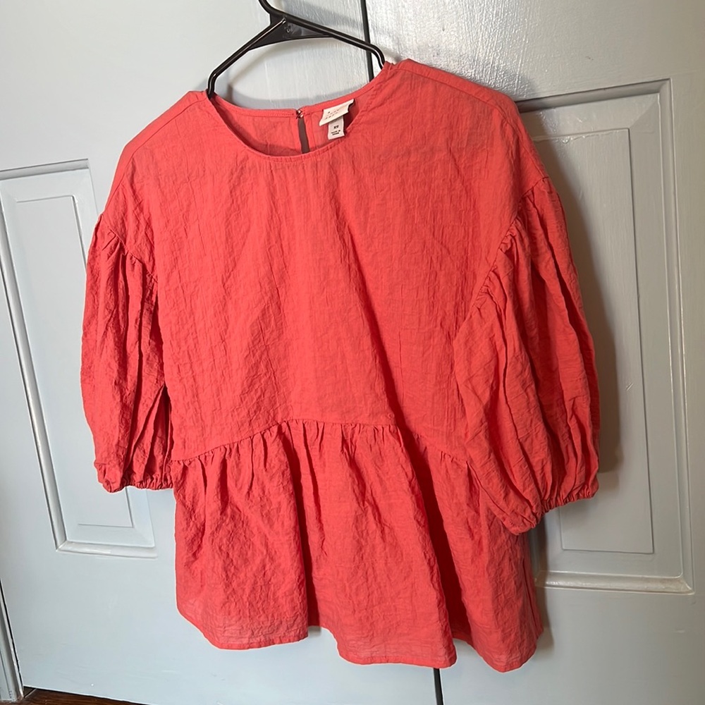 Cotton gauzy peplum top